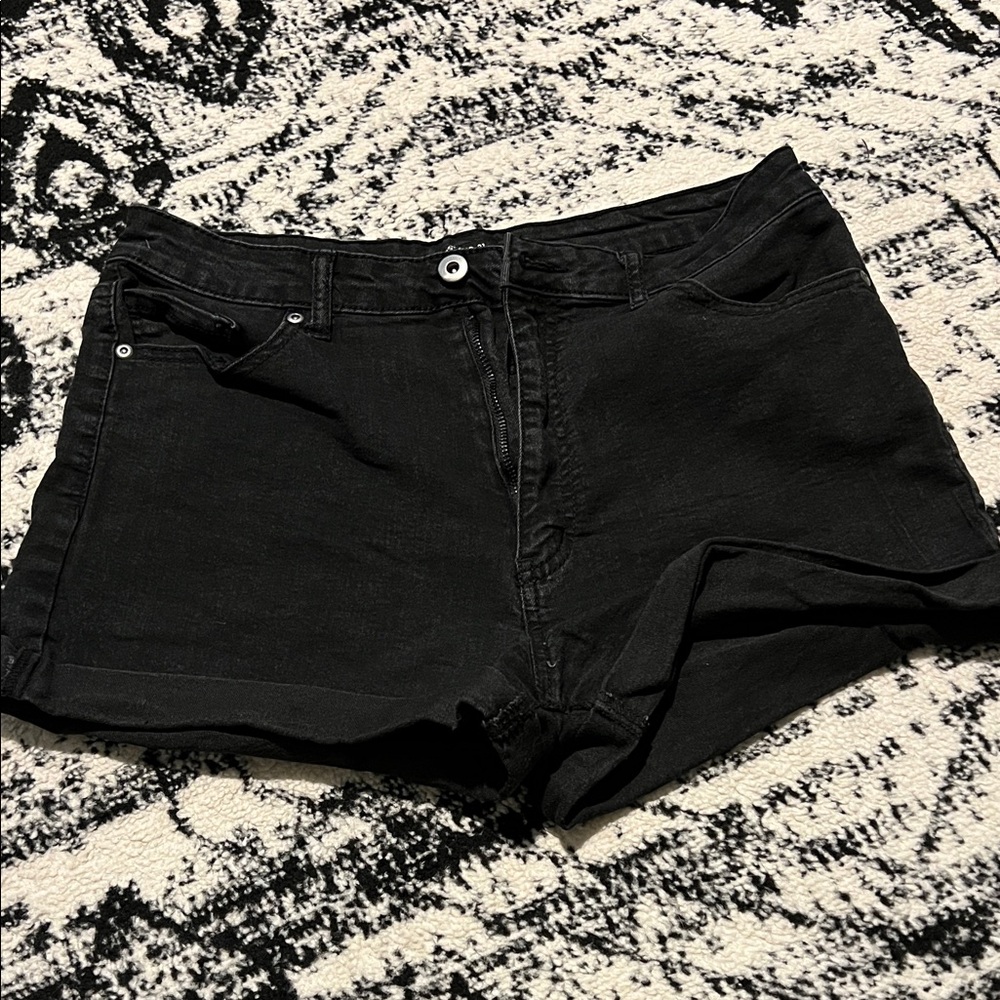 Forever 21 Black High-Rise Denim Shorts
